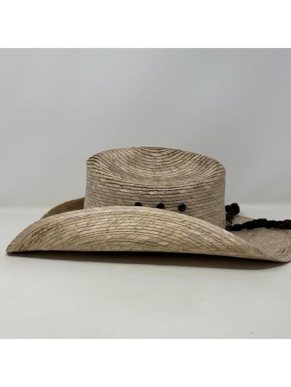Bullhide Straw Cowboy Hat Youth Pony Express Leather Straps Unisex Western Wear - Picture 5 of 16
